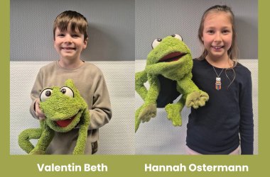 Valentin und Hannah mit Fridolin